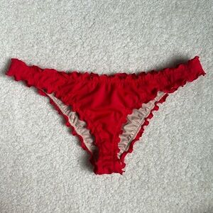 red ruffled bikini bottom